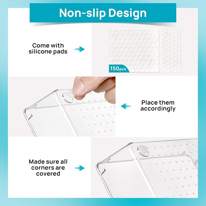 Vtopmart 28 Pack Clear Drawer Organizer Bins, 4 Sizes Storage Trays | Clear Storage Bins for Makeup, Bathroom, Kitchen & Office Drawers, Multi-Size Organizers Keep Toiletries, Tools & Essentials
