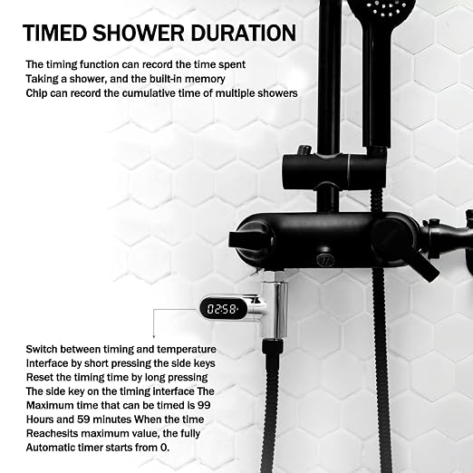 Shower Temperature Instant-Read Thermometer Display Shower Timer 360°Rotating Screen Led Water New Type Digital Gauge for Baby Kids Home Bathroom Kitchen