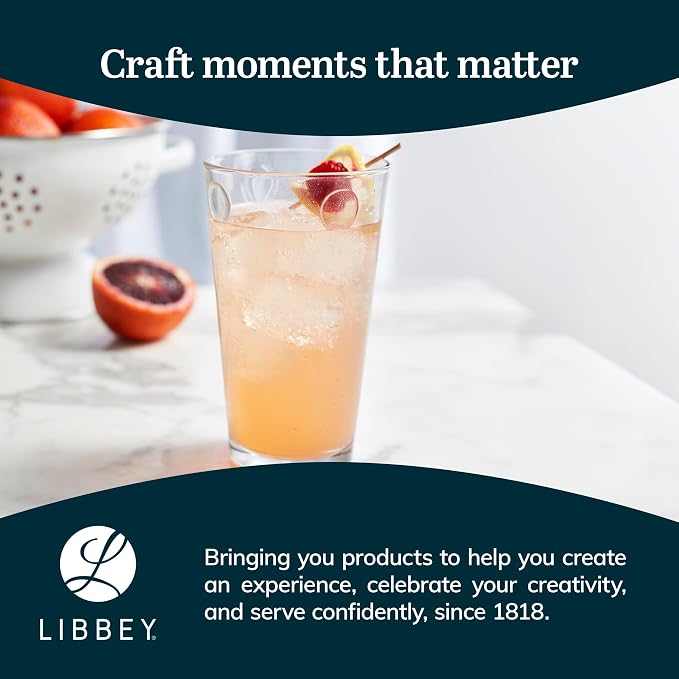 Libbey Reno Tumbler Drinking Glasses, Polka Dot Pattern Tall Glass Tumbler Set of 8, Compact, Fun Glass Cups Set for Everyday Use, Casual Parties