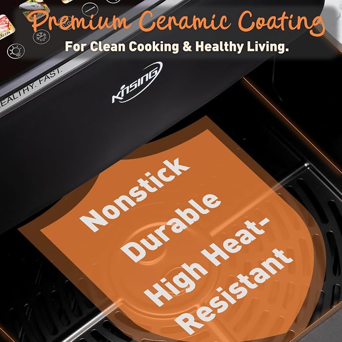 10.6 QT Oilless XL Large Air Fryer, 9 Presets & Keep Warm,Stainless Steel Inner Cavity, 400°F Precise Temp Control, Shake Reminder, Square Non-Stick&Dishwasher Safe Basket,With Visible Window