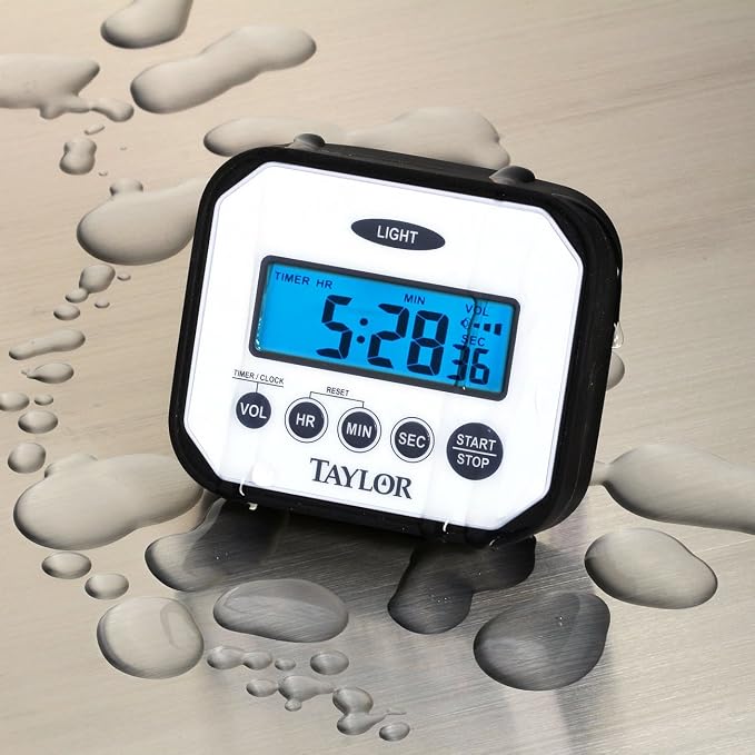 Taylor n' Drop Digital Timer with Volume Settings, One Size, White