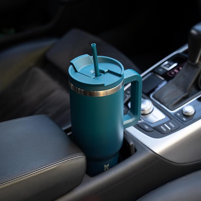 BJPKPK 30 oz Insulated Tumbler with Handle & Straw, Stainless Steel | Double Wall Vacuum Insulation, Leak Proof, BPA Free, Dishwasher Safe, Cupholder Friendly, Travel & Outdoor, Army Green