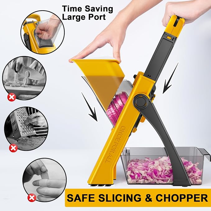 All-in-1 Safe Mandoline Slicer for Kitchen, Food Chopper with Container