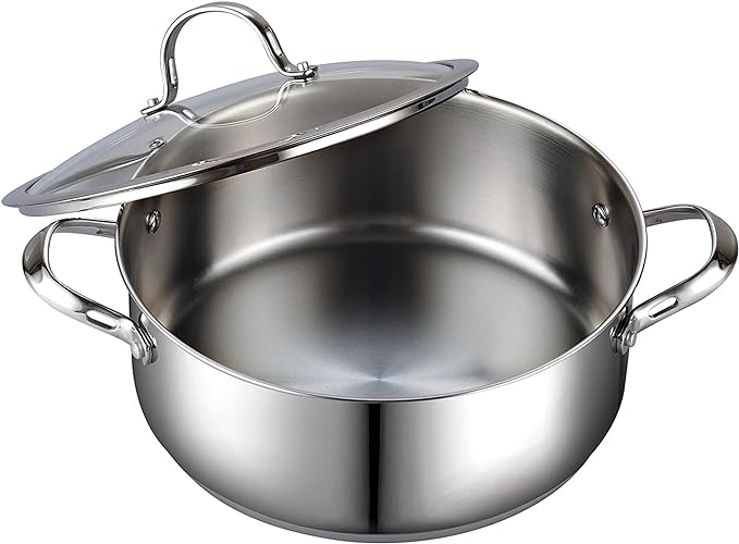 Cooks Standard 7 Quart Stock Pot, Stainless Steel Cooking Pot with Lid | Induction compatible, oven safe and dishwasher safe stock pot with lid for soups, stews, pasta and family-size meals