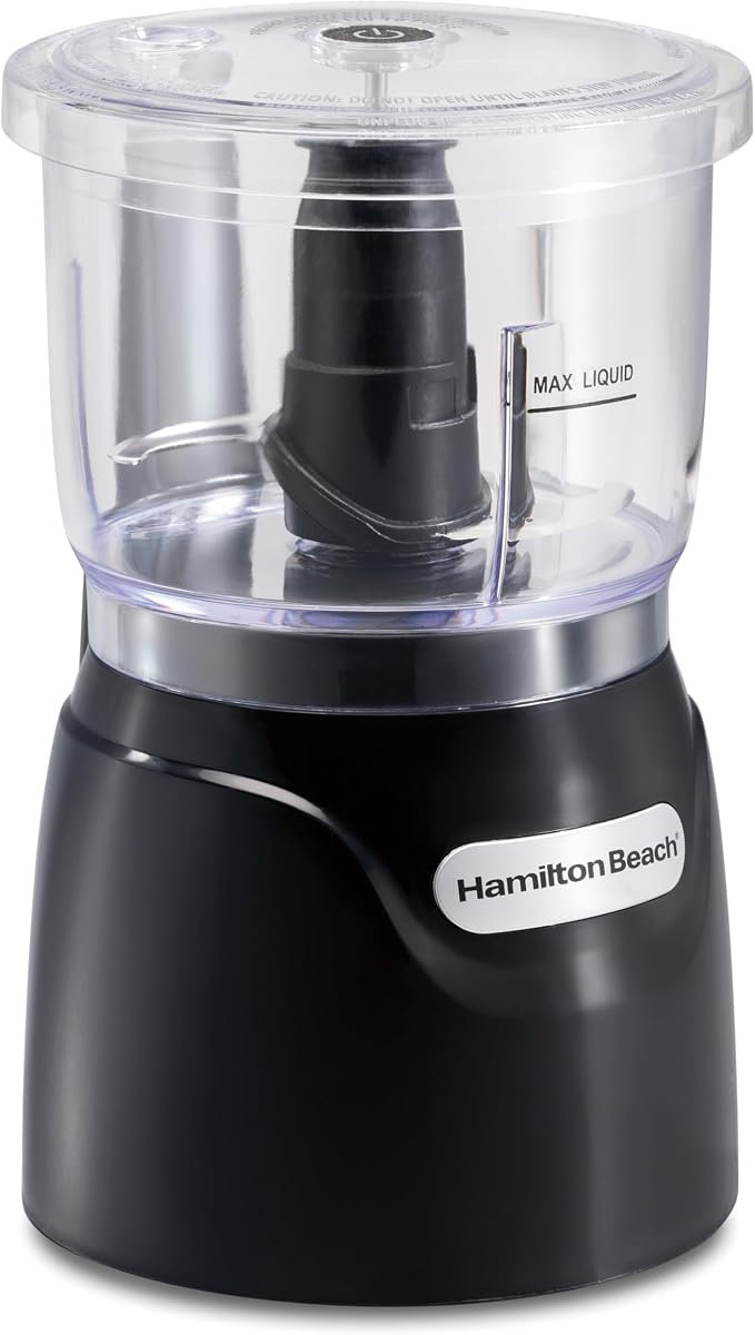 Hamilton Beach 3 Cup Electric Vegetable Chopper & Mini Food Processor | Simple Stack & Press Design | 350 Watts & Stainless Steel Blades For Dicing, Mincing & Puree | Dishwasher Safe | Black