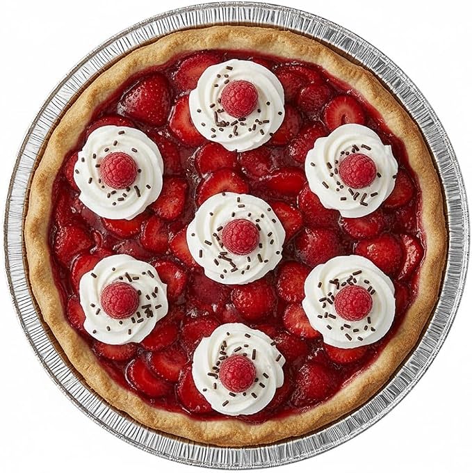 9" Aluminum Foil Pie Pan 1" Medium Deep with Clear Dome Lids - Premium Quality Made in USA (Pack of 200 Sets)