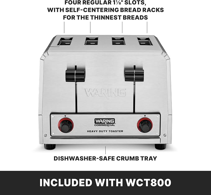 Waring 4-Slot Toaster with 300 Slices an Hour | 300 Slices an Hour, Uniformly Toasts Bread, Bagels, Texas Toast, & Frozen Waffles, 2200W, 120V