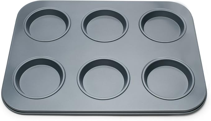Fox Run Large Muffin Top Pan, 6 Cup Nonstick Muffin Top Baking Tin | Nonstick For Easy Release & Cleaning | Carbon Steel Pan Evenly Bakes | Makes 6 Muffin Tops or Burger Buns | Baking Gadget