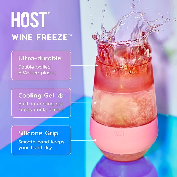 Host Freeze XL Cooling Cup in Double Walled Insulated Freezable Drink Chilling Tumbler with Freezing Gel, 12 Ounces - Set of 4 Vivid Tinted