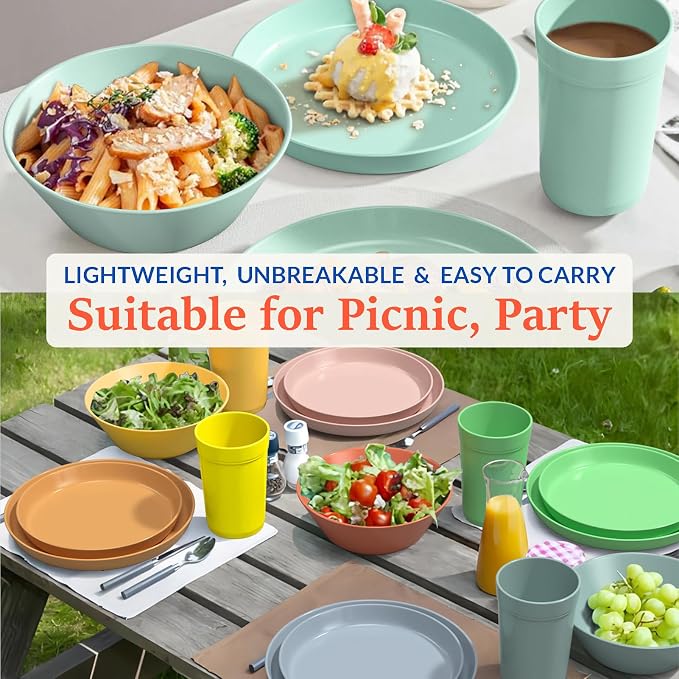 Unbreakable Large Cereal Bowls Set of 6, 32 Ounce BPA-Free Microwave & Dishwasher Safe Salad Bowls, Stackable Multicolor Kitchen Bowls for Serving, Soup, Oatmeal, Pasta, Camping & Daily Use