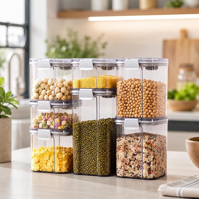 4-Piece Airtight Vacuum Food Storage Containers with Hand Pump, Reusable Leak-Proof Plastic Canisters for Longer Freshness (1.43 QT, 0.95 QT*2, 0.41 QT)