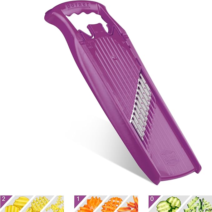 Börner by Reston Lloyd Wave-Waffle Power Line • Crinkle Cut/Spirelli Vegetable Slicer • Slicer for Wave Waffle Cut Style • Multiple Thickness Options • Made in Germany, Purple