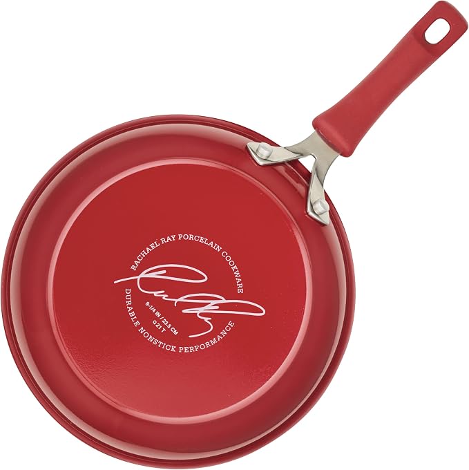 Rachael Ray Cook + Create Nonstick Frying Pans/Skillet Set, 9.5 Inch and 11.75 Inch, Red