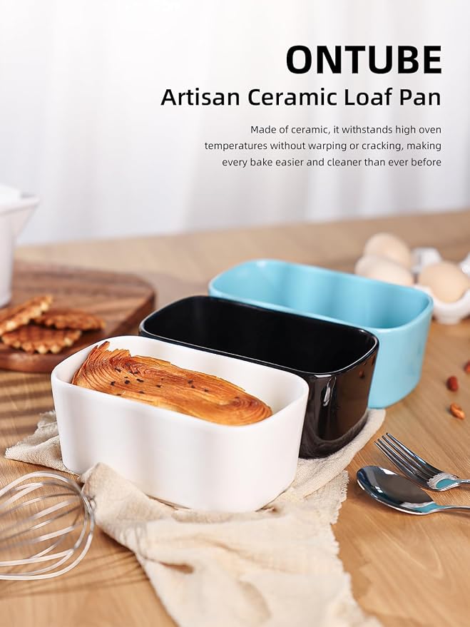 Ceramic Small Loaf Pan, Mini Bread Pan, Oven Safe (Turquoise, Small) | Even Heat Distribution, Smooth Glazed Finish, Easy Release, Easy to Clean, Perfect for Individual Baking, Kitchen Essential