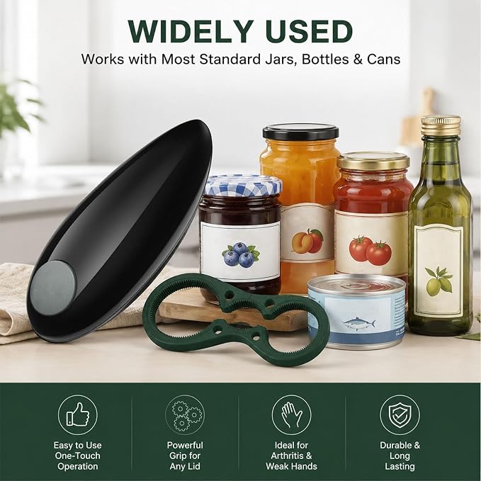 Electric Can Opener, One Touch Can Opener Electric Fits all Can Sizes | Magnetic Lid Hold Automatic Can Opener, Lightweight and Easy to Store Can Openers for Seniors, Arthritis and Weak Hands