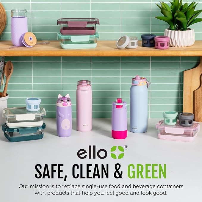 Ello Jones 11oz Insulated Stainless Steel Leakproof Travel Mug, Beige Gingham