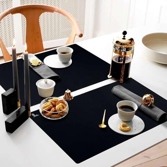 Thick Silicone Counter Mat Large 23.4"by15.6", Heat Resistant Mat | Kitchen Table/Countertop Protector/Non Stick Pastry Baking Placemats, Silicone Pad for Crafts Kids, Super Kitchen Black