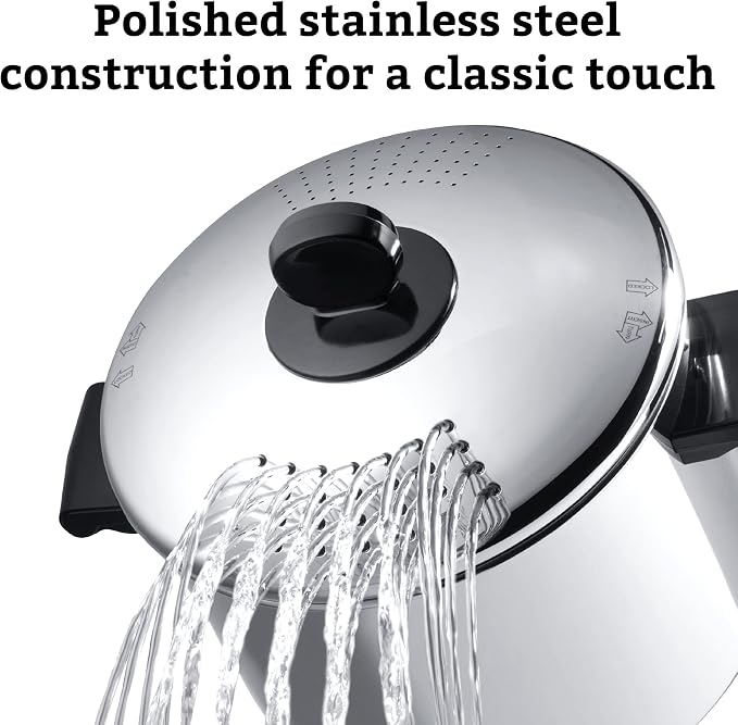 Farberware Classic Series Stainless Steel Stockpot, Pasta Pot with Strainer Lid, 8-Quart