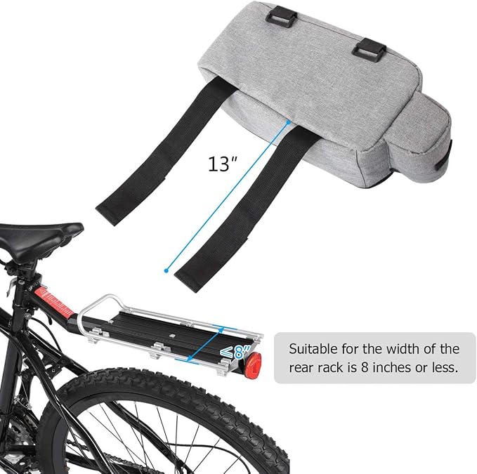 RAYMACE Bike Rear Rack Bag, Bike Trunk Cooler Bag | Bicycle Pannier for Warm or Cold Items(Grey)