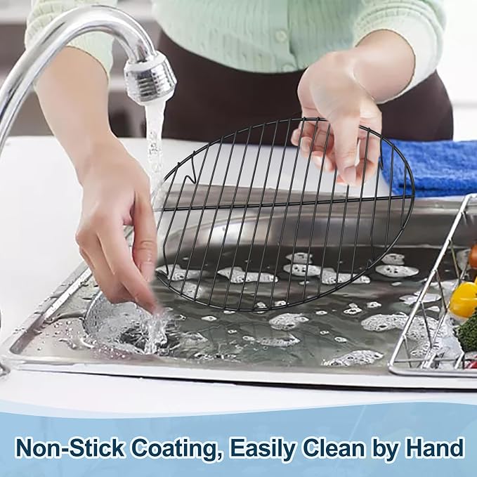 TeamFar Round Cooling Rack, 10.5" Non-stick Stainless Steel Baking Rack | 2 Pack Coated Cooking Wire Racks for Baking/Roasting/Steaming/Cooling, Healthy & Heavy-Duty, Oven Safe & Easy to Clean