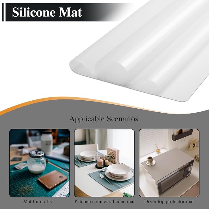 2Pcs 15.7"x 11.8"x 0.03" Frosted Silicone Table Mats, Silicone Placemats for Baking, Jewelry, Painting