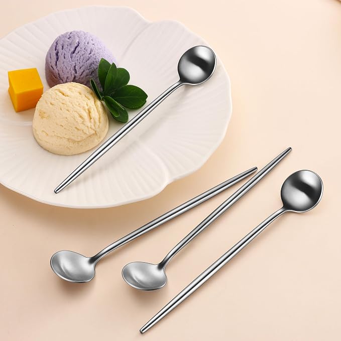 DEHOV 6.7 Inches Coffee Spoons Set,4 Pieces Stainless Steel 18/10 Iced Tea Spoon,Long Handle Coffee Stirring Spoons,Durable Teaspoons,Dishwasher Safe Tea Spoon For Dessert