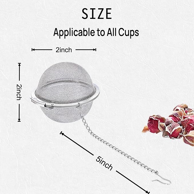4Pcs 304 Stainless Steel Mesh Tea Ball for Loose Leaf Tea | Tea Strainer Infuser with Long Chain for All Cups, Reusable & Durable Tea Filter – Great Holiday Gift for Tea Lovers