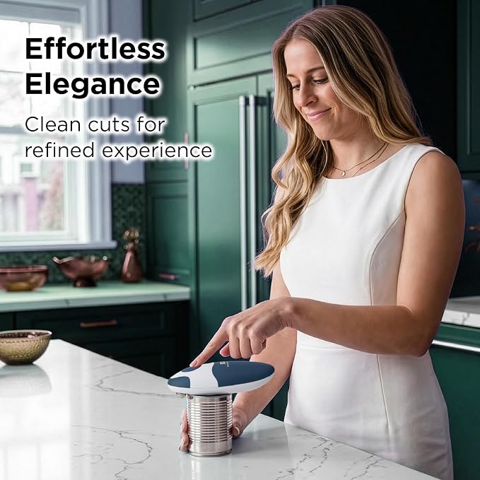 Kitchen Mama Auto 2.0 Electric Can Opener, Emerald Mist | Refined Blade, Automatic Hands Free, Smooth Edge, Food-Safe, Battery Operated