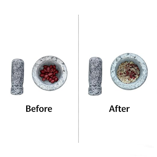 2.95" Small Granite Mortar and Pestle Set, Natural Stone Grinder | 100% natural solid granite stone. Compact portable spice crusher with non-slip base. Easy to clean kitchen tool