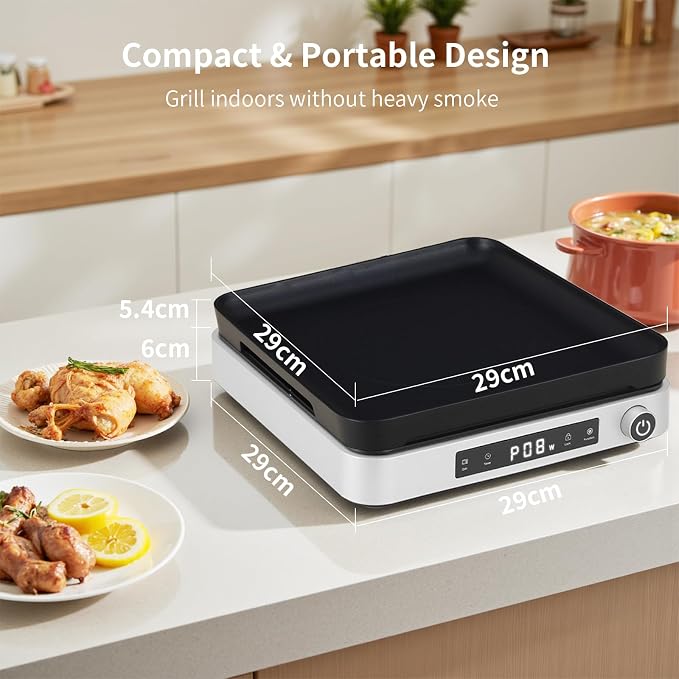 Cooktron 2-in-1 Induction Cooktop with Grill Pan – Portable 1 Burner Induction Hot Plate 1800W, Removable Griddle, 10 Power & 5 Temp Levels, Touch & Knob Control for Kitchen or RV Camping