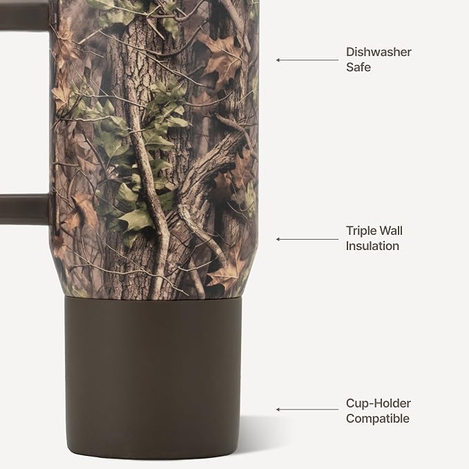 HydroJug Coffee Traveler 20oz Ceramic-Lined Mug with Handle, Woodland