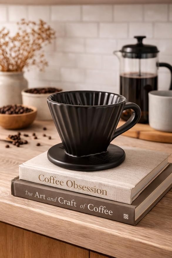 Chantal "Lotus ceramic pour over coffee dripper, 8 ounces (Matte Black)