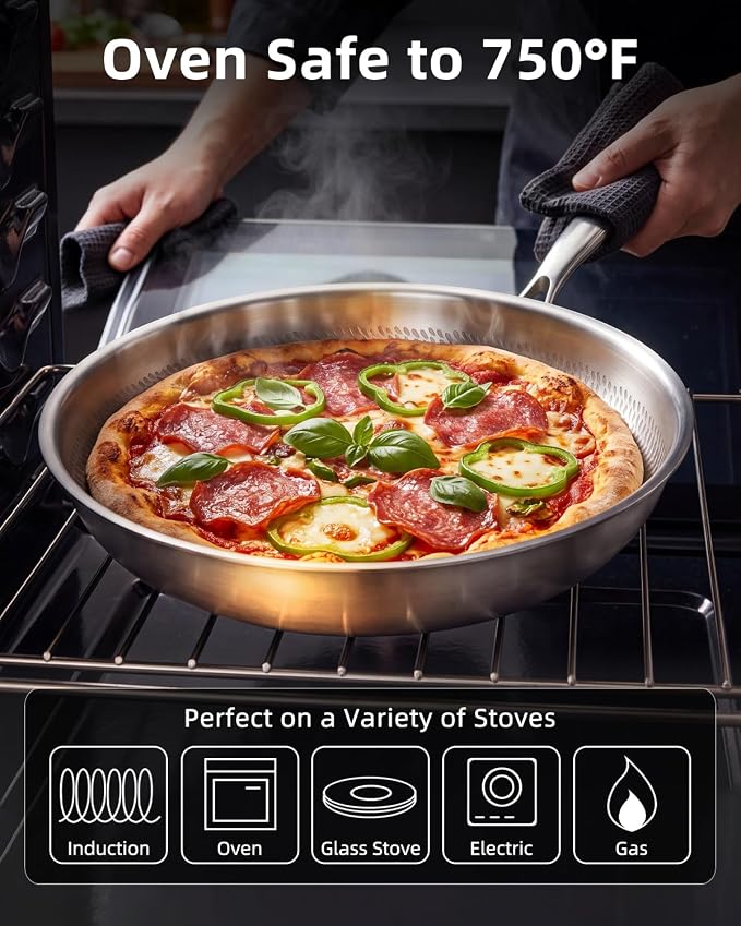 Titanium Pans for Cooking,12 Inch Frying Pan,Nonstick Pan Skillet | Uncoated Hammered Pure Titanium Pro Pan, PFOA/PFAS/PTFE Free Cookware Non-Toxic, Induction & Oven-Safe