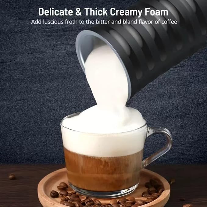 Milk-Frother, 4-in-1 Milk-Steamer-and-Frother, Hot & Cold Foam Milk Warmer with Temperature Control, Auto Shut-Off Frothers for Coffee, Latte, Cappuccino, Macchiato (White)