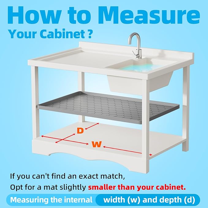 Winisok Waterproof Under Sink Mat 28" x 19", Silicone Mat, Light Gray | Raised Edge Traps Spills & Leaks, Shelf Liner, Cabinet Protector, for Kitchen, Bathroom, Boots, Pets, Home Essentials
