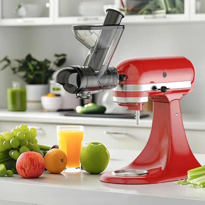 FOCOLLK Masticating Juicer Attachment for KitchenAid Stand Mixer | Cold Press Juicer with Dual Feed Chute, High Yield Slow Juicer Attachment for Fruits & Vegetables