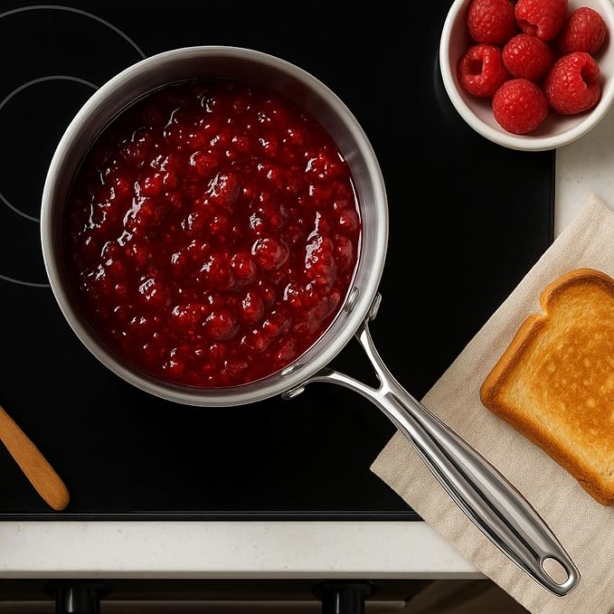 KEAWELL K3 Premium Tri-Ply Fully Clad Saucepan with Lid (1.5-Qt) | Tri-Ply Fully Clad Stainless Steel Saucepan; Small Pot with Lid; Even Heating; Induction and Oven Safe; For All Stovetops