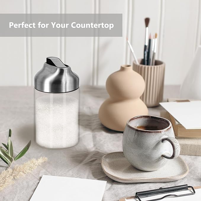Aelga Glass Sugar Dispenser with Pour Spout, Weighted Pourer, Coffee Bar Accessories for Coffee, Tea and Baking