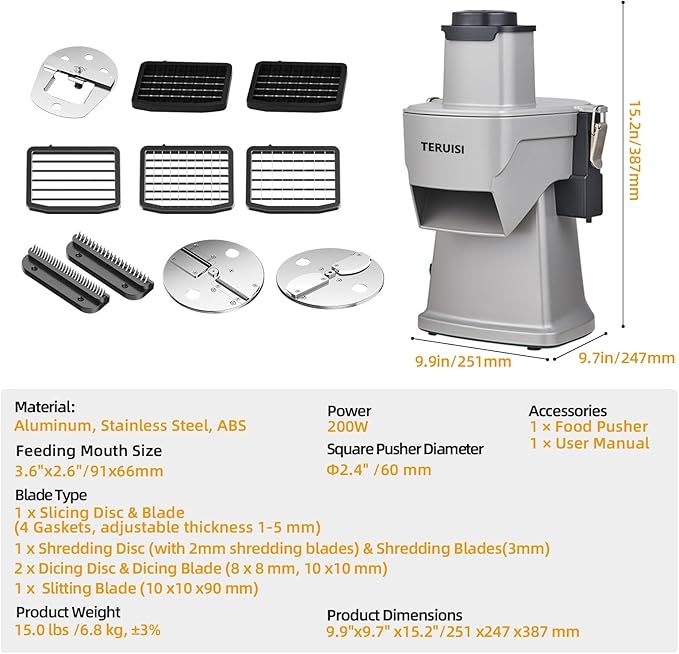 4-In-1 Electric Vegetable Chopper, 200W Vegetable Slicer Food Processor, Veggie Food Cutter With Slicing Shredding Dicing And Striping Function For Commercial Home Use,110V
