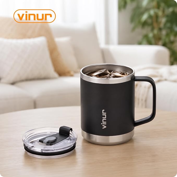 Pour Over Coffee Maker-12 oz Insulated Mug With Stainless Steel Filter | Stainless Steel Vacuum Insulated Coffee Maker With Stainless Steel Filter for Home, Camping, Gift for Men & Women (Black)