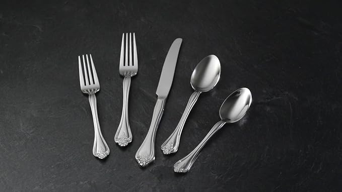 Oneida Boutonniere 20-Piece 18/0 Silverware Set for 4, Flatware | mirror finish, dishwasher safe | includes knives, forks, and spoons | cutlery set for kitchen and dining
