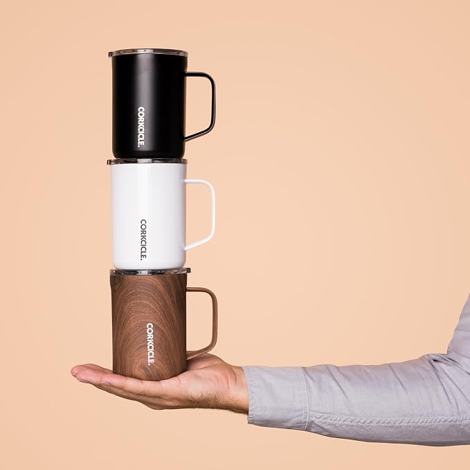 Corkcicle Classic Coffee Mug - Triple Insulated Stainless Steel for Travel - Shatter-Proof Lid - Easy Grip - Keeps Drink Hot Over 3 Hours - Holiday Mug Gift - Great for Gifting Warmth - 16 oz - Black