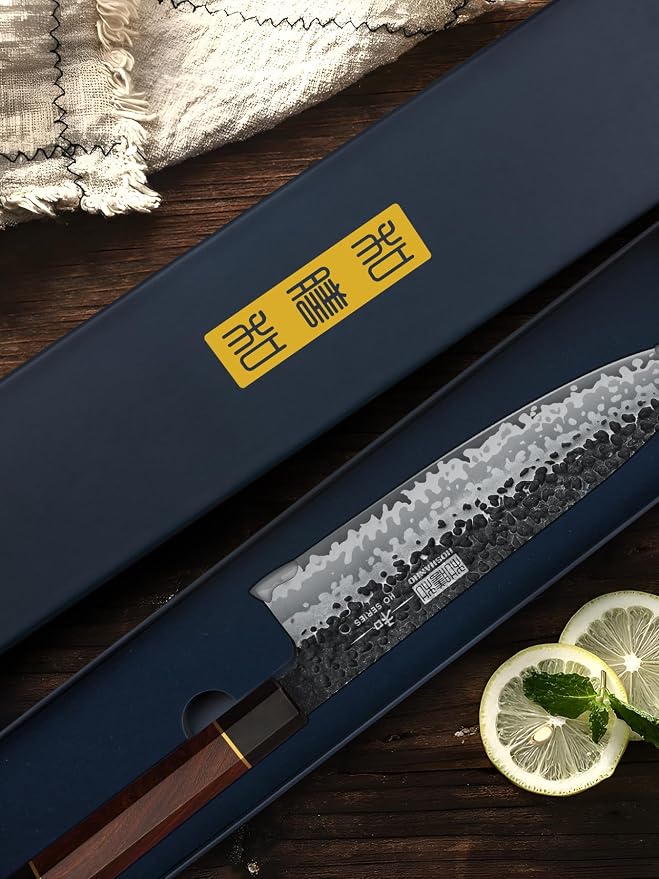 HOSHANHO 8 Inch Gyuto Chef Knife, Ultra Sharp Japanese Kitchen Knife | 9 Layers 10Cr15MoV High Carbon Steel Kitchen Knives, Professional Hand Forged Cooking Knife with Ergonomic Rosewood Handle