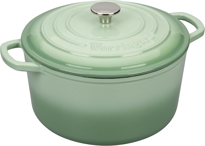 Enameled Cast Iron Dutch Oven Pot with Lid, for Sourdough Bread Baking, Round Dutch Ovens, 4.5 Quart, Green