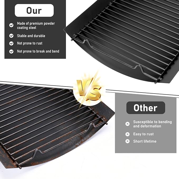 Uniflasy 20 Inches Ash Pan Replacement for Chargriller 5050, 5072, 5650, 2123, 2223, 2823 Charcoal Grills,Char-Griller Grill Grate Model 200157,Chargriller Replacement Part with 2pcs Fire Grate Hanger