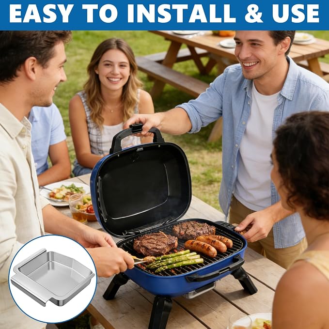 SafBbcue Grease Tray for Napoleon TravelQ 285 Series 62006 Accessories | Fits Napoleon TravelQ 285/TQ240/TQ285X/PRO285/PRO285X, Replaces 62006, Rust-proof, Easy Clean, Durable, Dishwasher Safe