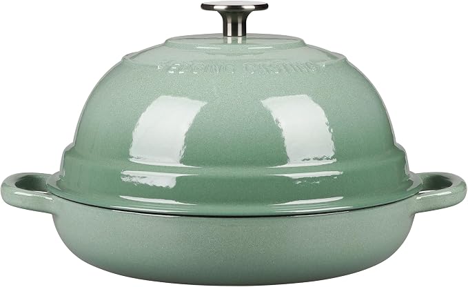 EDGING CASTING Enameled Cast Iron Dutch Oven Pot with Lid, Round Bread Oven for Homemade Sourdough Bread Baking, 6 Quart, Sage Green