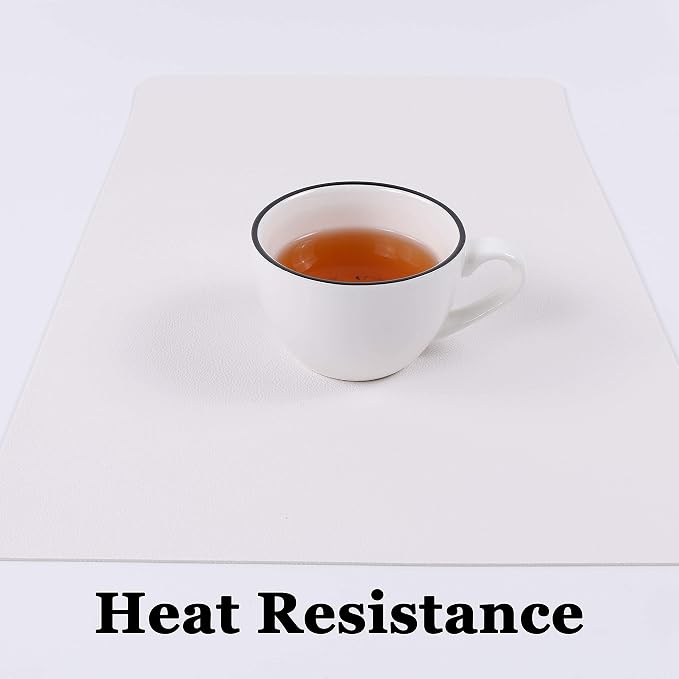 Wipeable Placemats Leather Table Mats Waterproof Heat-Resistant Easy to Clean for Dining Table Set Kitchen Table (4, White)