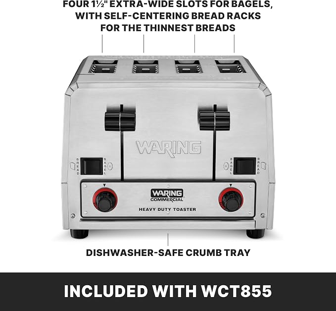Waring 4-Slot Toaster with 380 Slices an Hour & 240V | Switchable Bread and Bagel Toaster, 380 Slices an Hour, Uniformly Toasts Bread, Bagels, Texas Toast, & Frozen Waffles, 240V