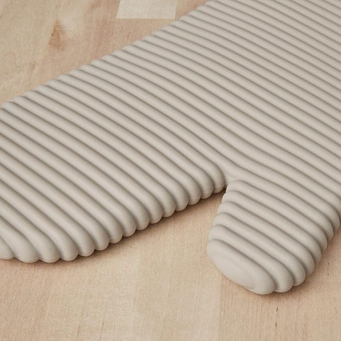 KITCHENAID Ribbed Soft Silicone Oven Mitt 2-Pack Set, 7.5"x13", Milkshake Tan